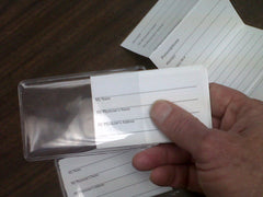Medical Info Card in plastic sleeve